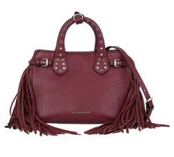 Fringe Baby Banner Tote, Leather, Burgundy, MII, S, 1*